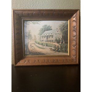 1965 Art Print, Carved Wood Frame, Royal Academie Coll., Home On The Mississippi